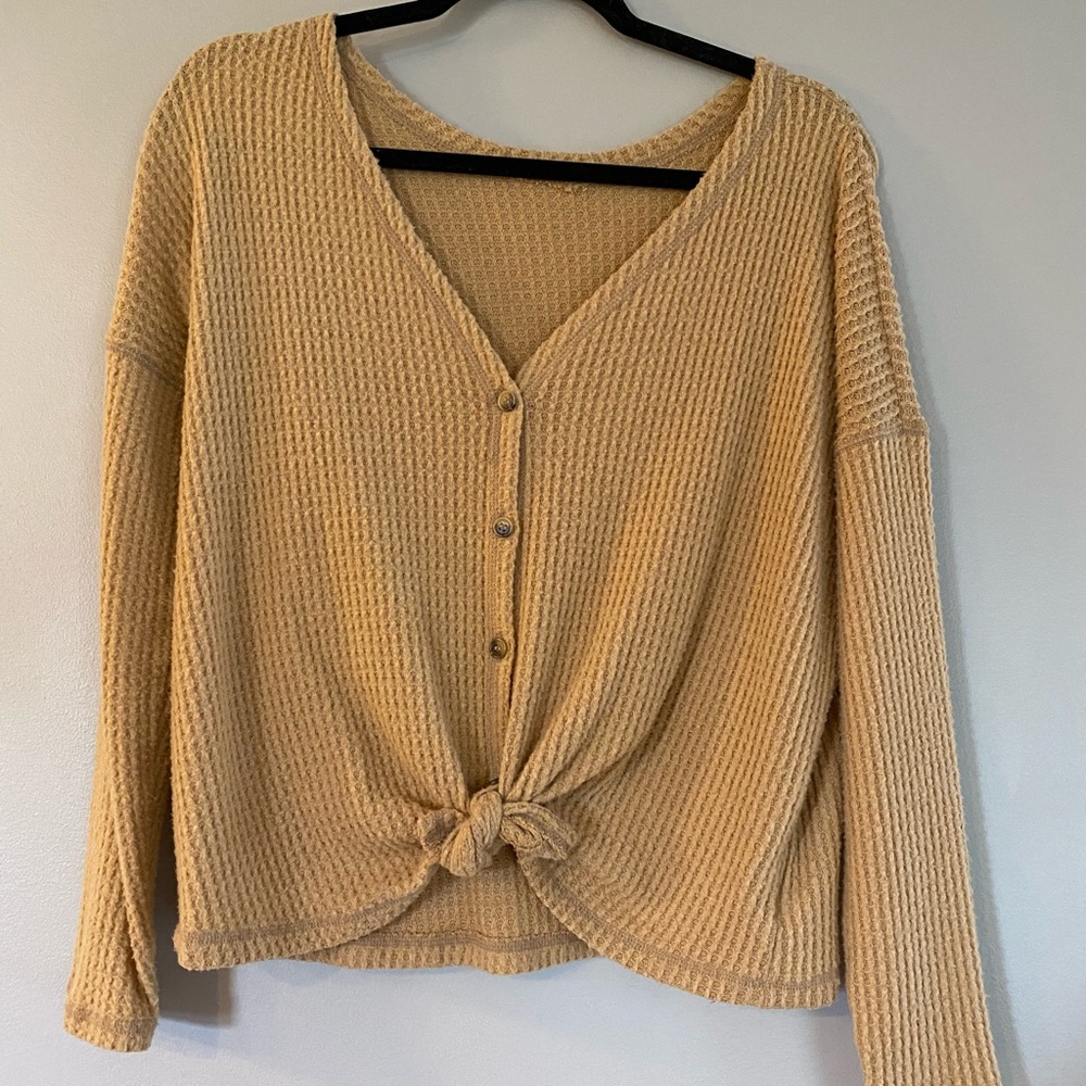 American Eagle Outfitters Waffle Knit Thermal Sweater Size Small